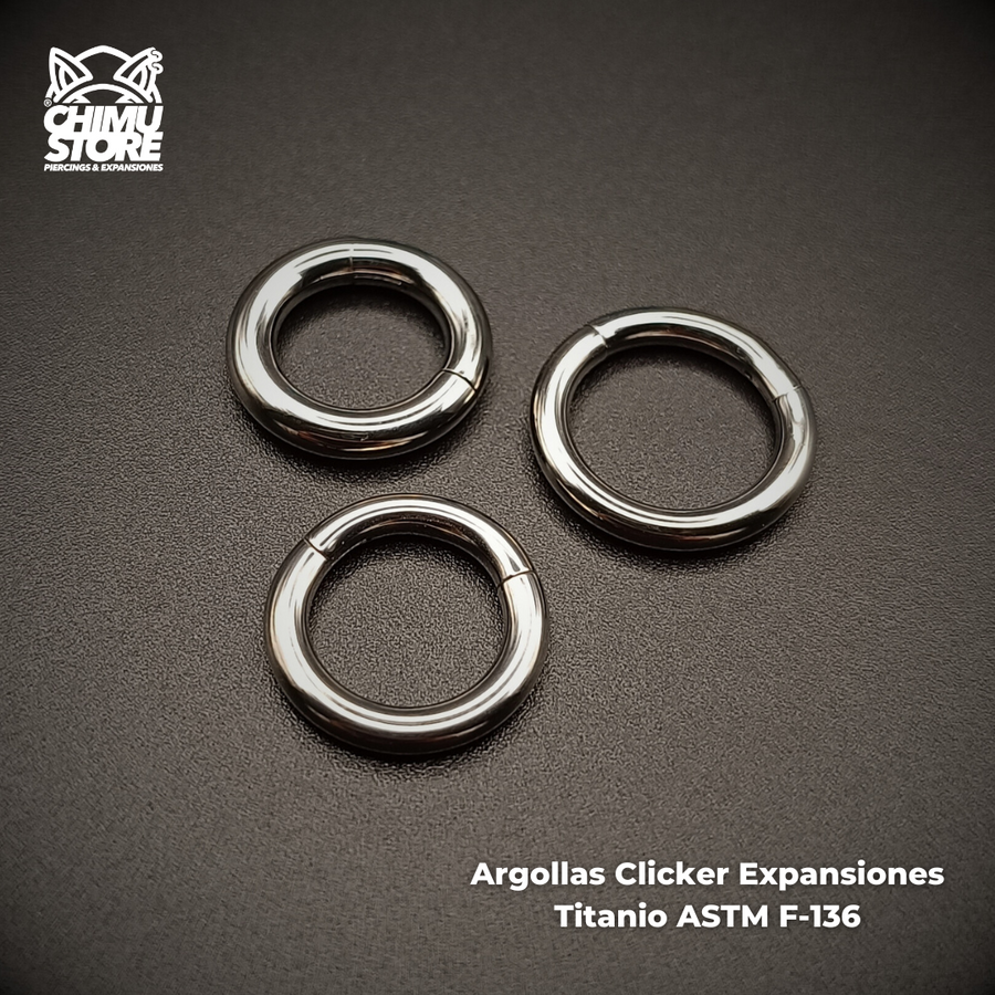 NEW Argollas Clicker Lisas Titanio ASTM F-136 - para Expansiones desde 2,5mm (10G)