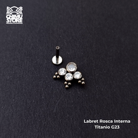 NEW Labret Titanio G23 - Conjunto 4 Zirconias y Cuentas (1,2mm;8mm) (16G)