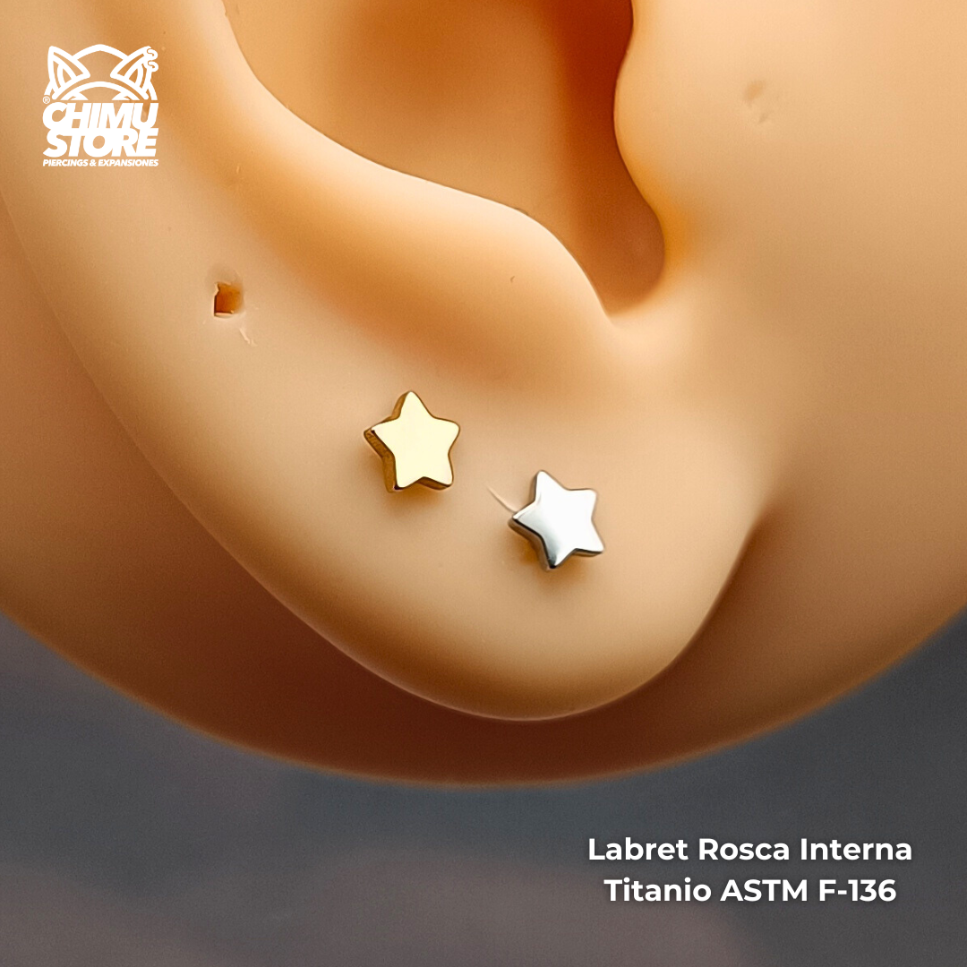 Labret Titanio ASTM F-136 - Estrella (1,2mm;8mm) (16G)