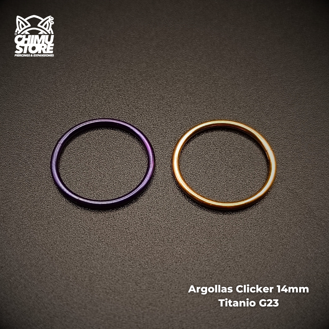 Argollas Clicker Titanio G23 - Tamaño 14mm (1,2mm;16G)