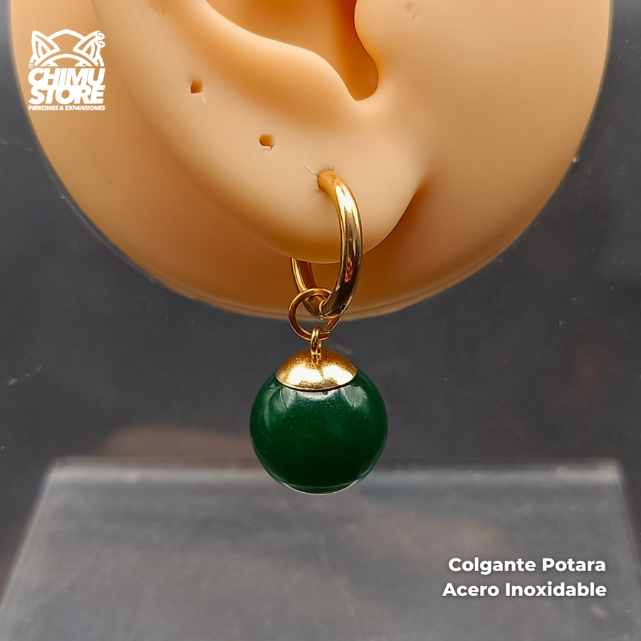 NEW Colgante Acero Inoxidable - Aros Potara Verde (1mm;10mm) (18G)