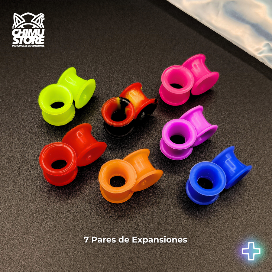 NEW Pack 7 Pares Expansiones de Silicona Blanda - Modelo ZSJ  (7 Colores)