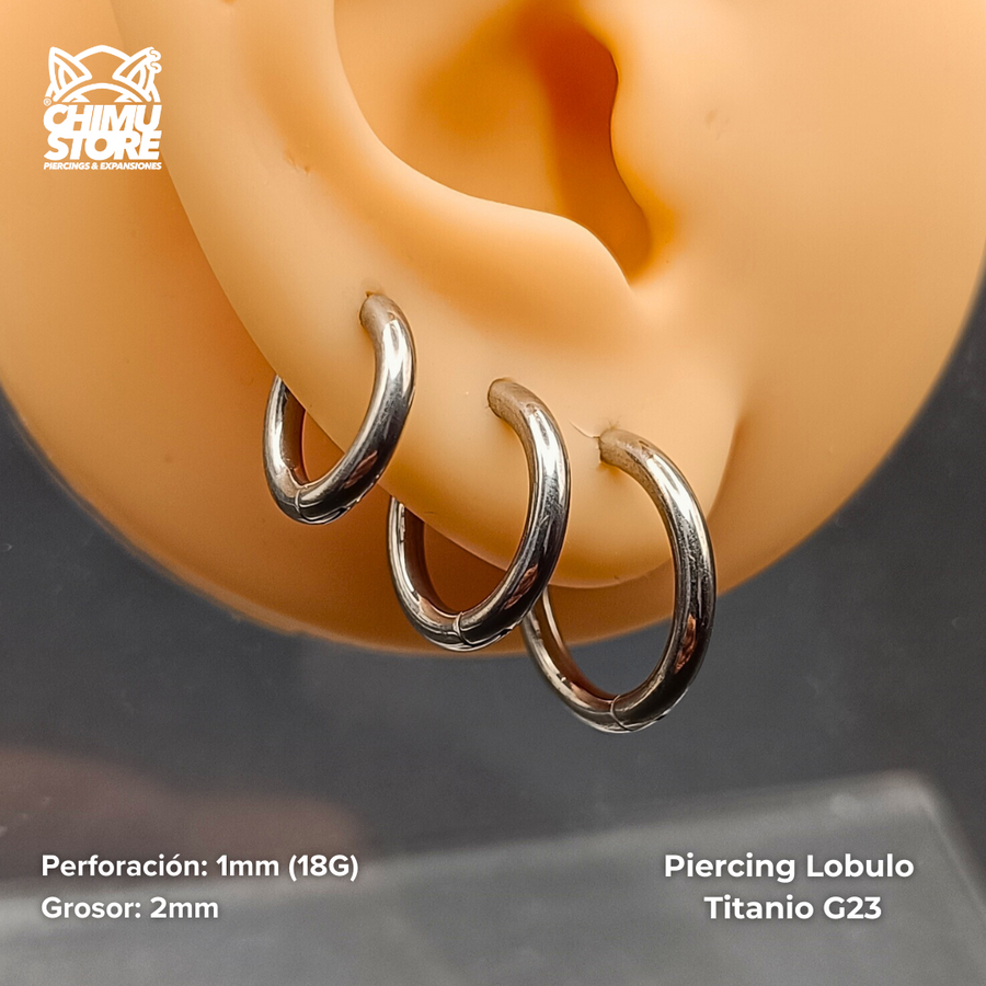 NEW Piercing Lobulo Titanio G23 - Argolla Lisa para Colgante (1mm) (18G)