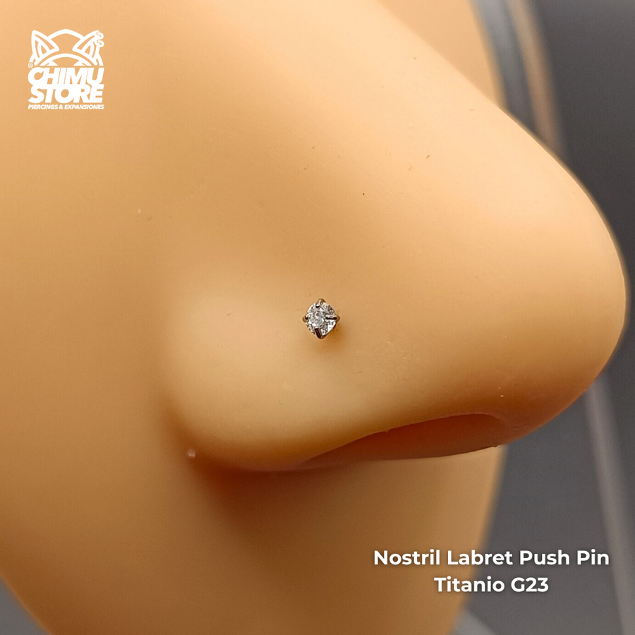 NEW Nostril Labret Push Pin Titanio G23 - Prong Zirconia de 2mm (0,8mm;8mm) (20G)