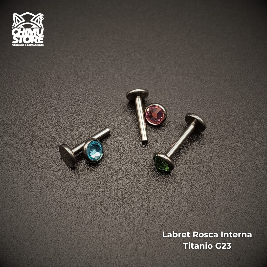 NEW Labret Titanio G23 - Bezel Set Cristal 4mm (1,2mm;8mm) (16G)