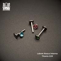 NEW Labret Titanio G23 - Bezel Set Cristal 4mm (1,2mm;8mm) (16G)