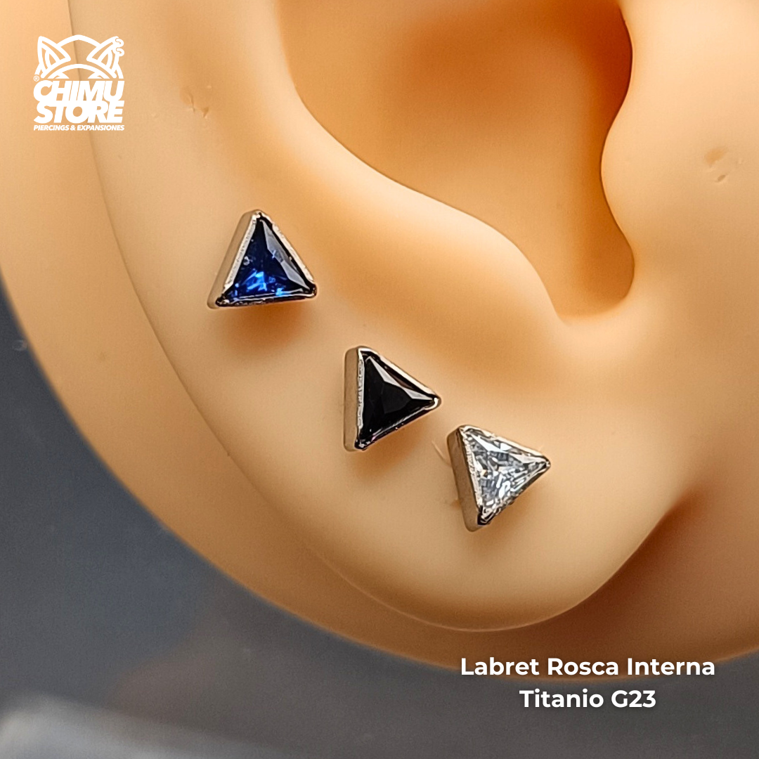 NEW Labret Titanio G23 - Triangulo Zirconia (1,2mm;8mm) (16G)