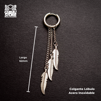 NEW Colgante Acero Inoxidable - 3 Cadenas con Plumas (1mm;12mm)