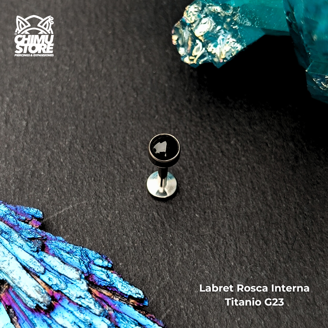 NEW Labret Titanio G23 - Piedra Onix Negra 4mm (1,2mm;8mm) (16G)