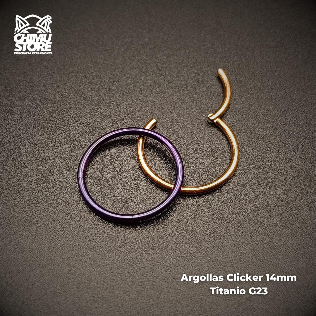 Argollas Clicker Titanio G23 - Tamaño 14mm (1,2mm;16G)