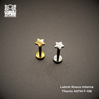 Labret Titanio ASTM F-136 - Estrella (1,2mm;8mm) (16G)