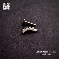 NEW Labret Push Pin Titanio G23 - Ala de 5 Zirconias (1,2mm;8mm) (16G)