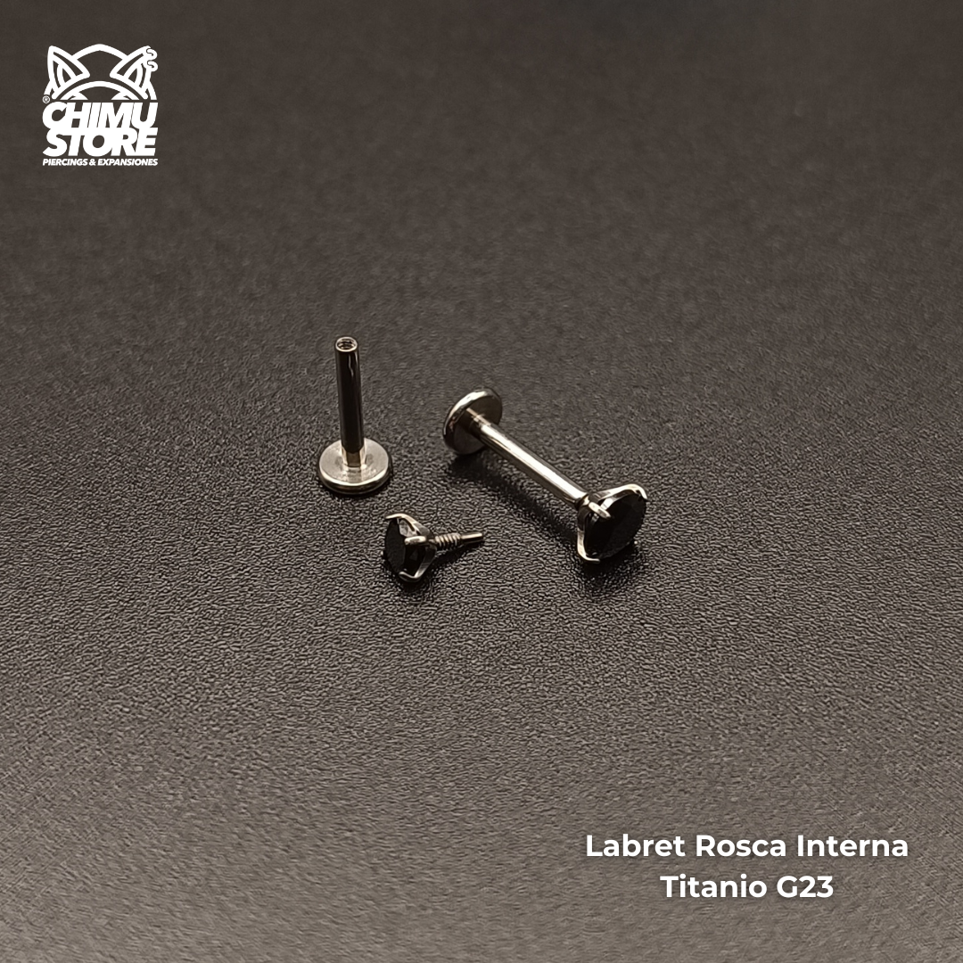 NEW Labret Titanio G23 - Prong Set Cristal Negro (1,2mm;8mm) (16G)