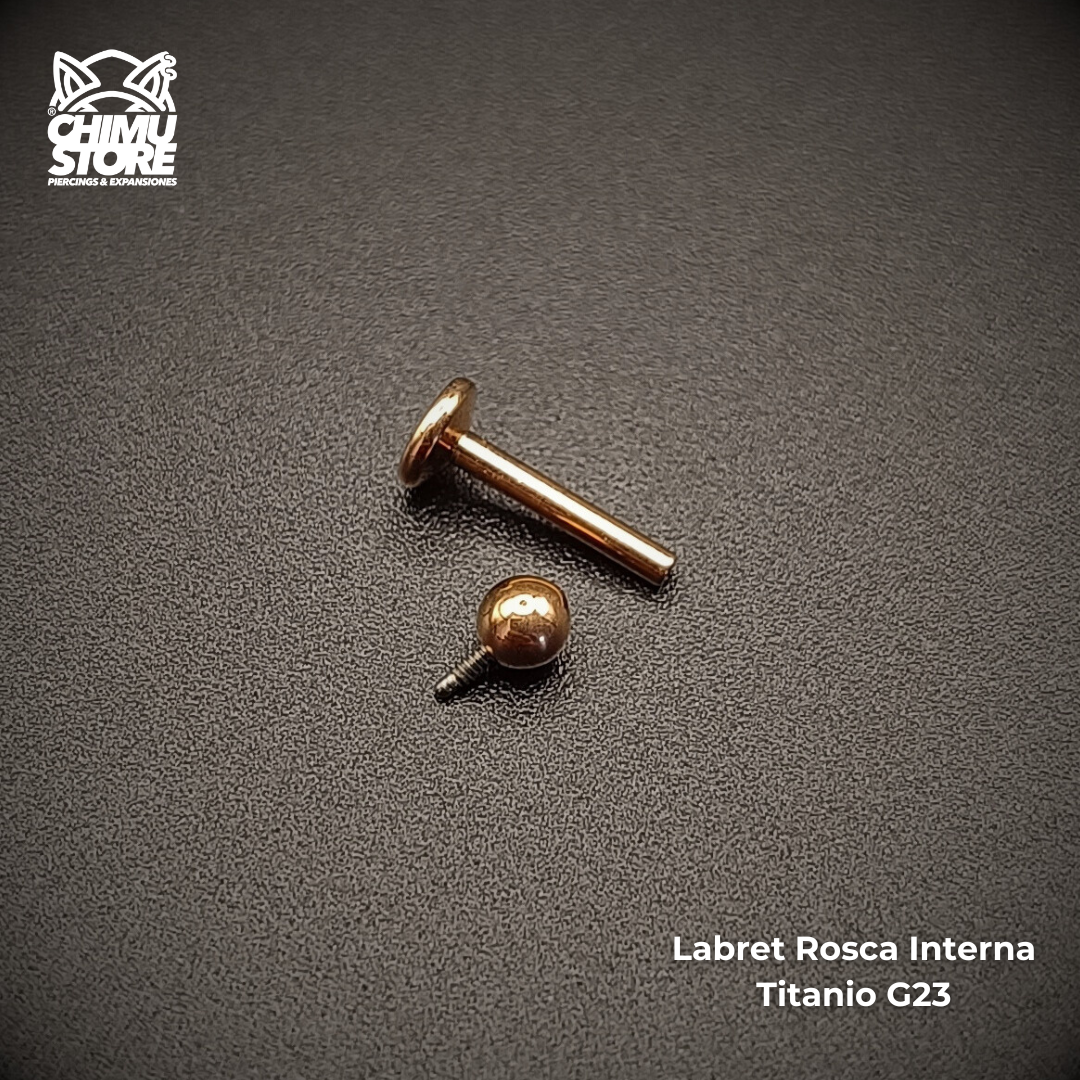 NEW Labret Rosca Interna Titanio G23 - Bolita de 3mm Rose Gold (1,2mm;8mm) (16G)