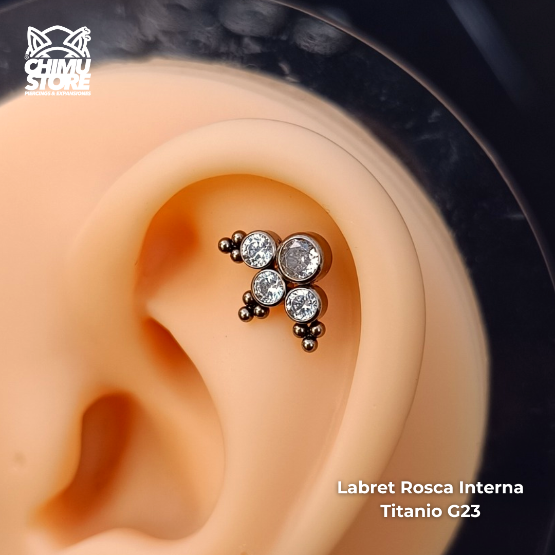 NEW Labret Titanio G23 - Conjunto 4 Zirconias y Cuentas (1,2mm;8mm) (16G)