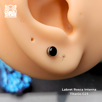 NEW Labret Titanio G23 - Piedra Onix Negra 4mm (1,2mm;8mm) (16G)