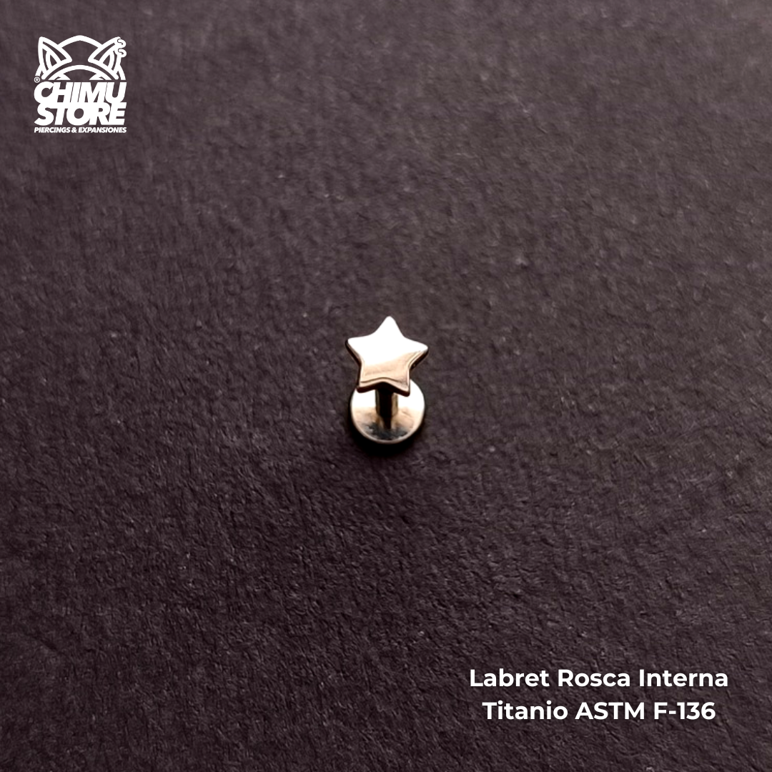 Labret Titanio ASTM F-136 - Estrella (1,2mm;8mm) (16G)