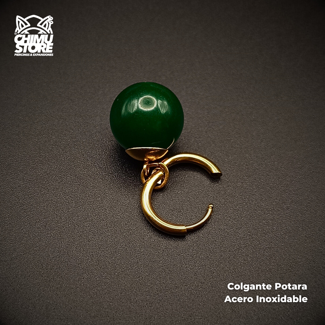 NEW Colgante Acero Inoxidable - Aros Potara Verde (1mm;10mm) (18G)