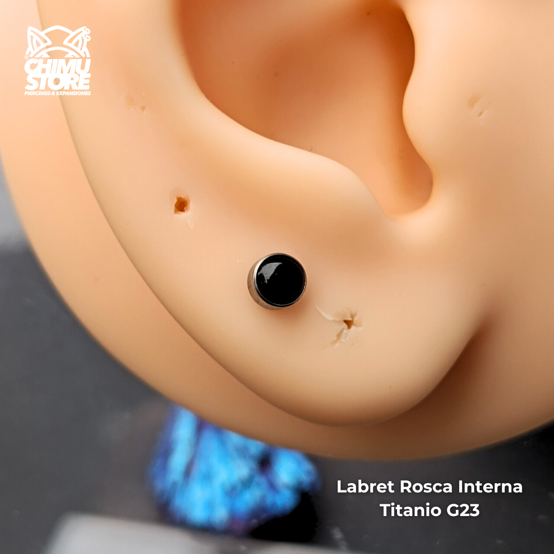 NEW Labret Titanio G23 - Piedra Onix Negra 4mm (1,2mm;8mm) (16G)