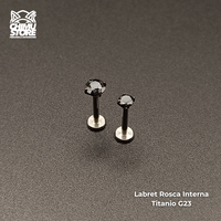 NEW Labret Titanio G23 - Prong Set Cristal Negro (1,2mm;8mm) (16G)