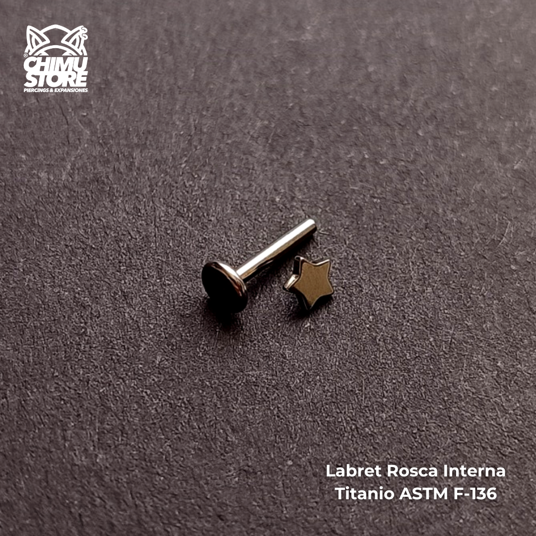 Labret Titanio ASTM F-136 - Estrella (1,2mm;8mm) (16G)