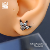 NEW Labret Titanio G23 - Conjunto 4 Zirconias y Cuentas (1,2mm;8mm) (16G)