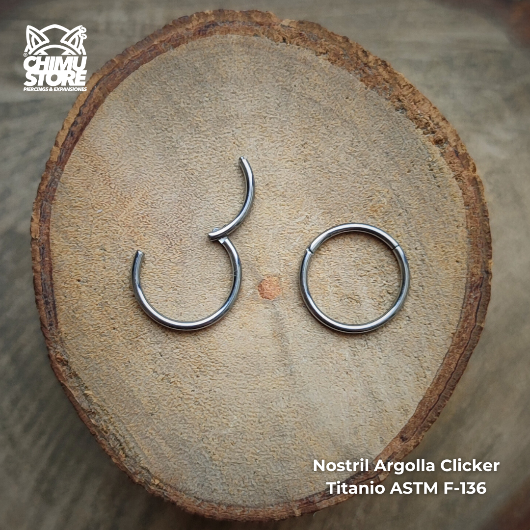 Nostril Argolla Clicker Titanio ASTM F-136 - Lisa (0,8mm) (20G)