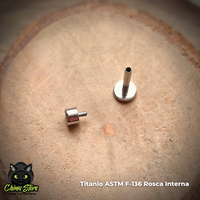 NEW Labret Rosca Interna Titanio ASTM F-136 - Zirconia 3mm en Cilindro (1,2mm;8mm) (16G)