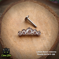 REP Labret Titanio ASTM F-136 - Cluster 5 Zirconias Curvado (1,2mm;8mm) (16G)