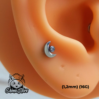 Labret Titanio ASTM F-136 - Luna con Zirconia (1,2mm;8mm) (16G)